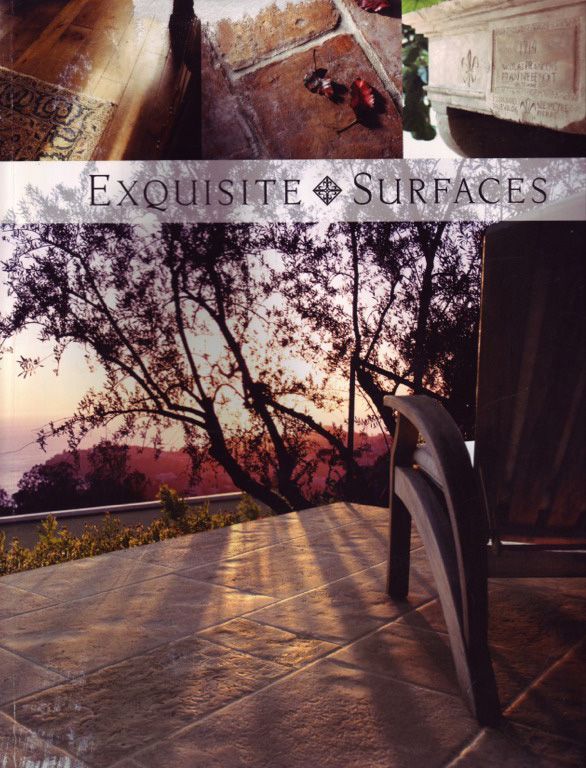 An ad for exquisite surfaces shows a chair and a table