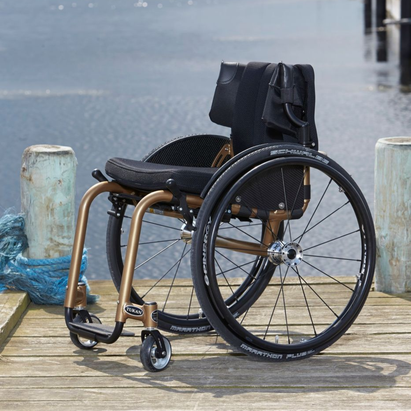 Wolturnus Matte Gold Wheelchair on Boatramp
