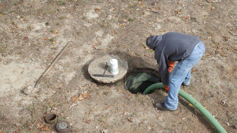 Man Cleaning Septic Hole with Septic Tube — Greenville, SC — American Waste Septic