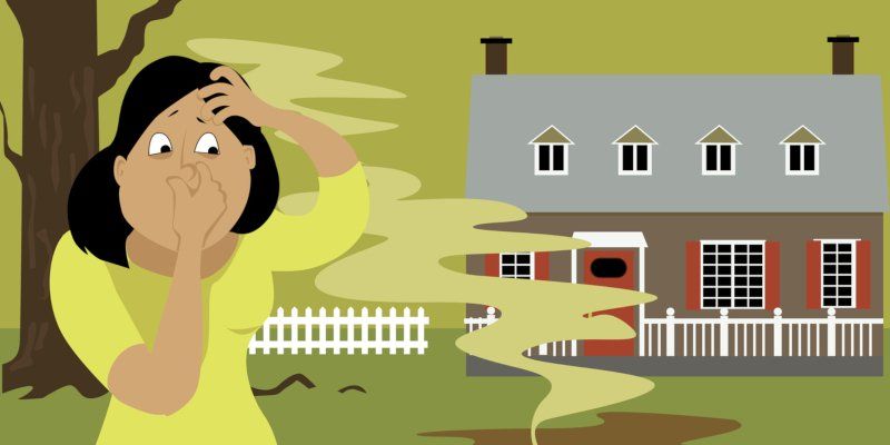 Illustration of Woman Smells Unpleasant on Ground — Greenville, SC — American Waste Septic