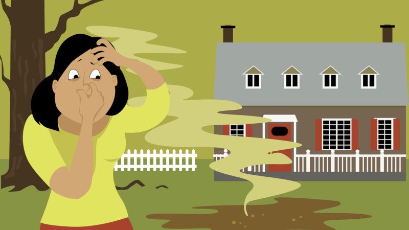 Illustration of Woman Smells Stinky on Ground — Greenville, SC — American Waste Septic