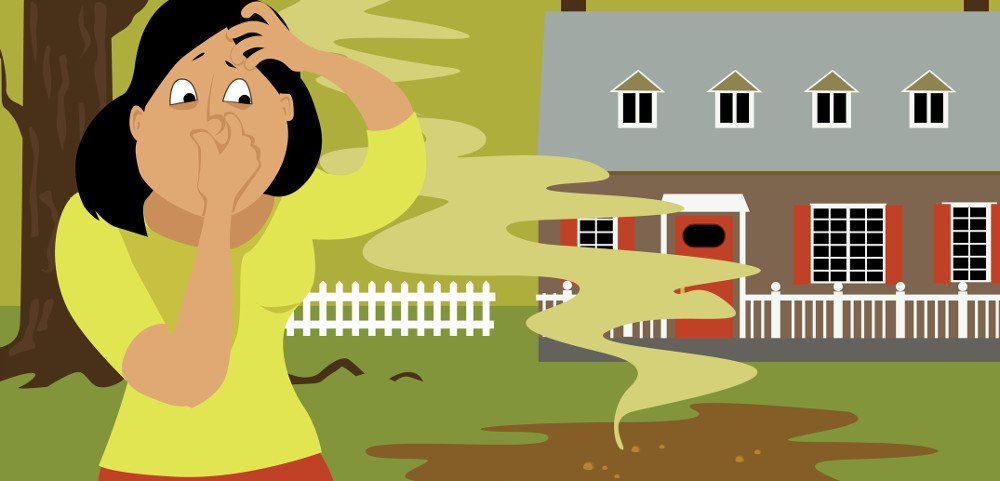 Illustration of Woman Smells Stinky on Ground — Greenville, SC — American Waste Septic