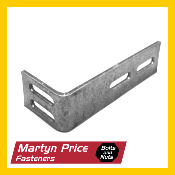 A metal bracket with holes in it is on a yellow background.