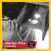 A poster for martyn price fasteners shows a machine cutting a piece of metal