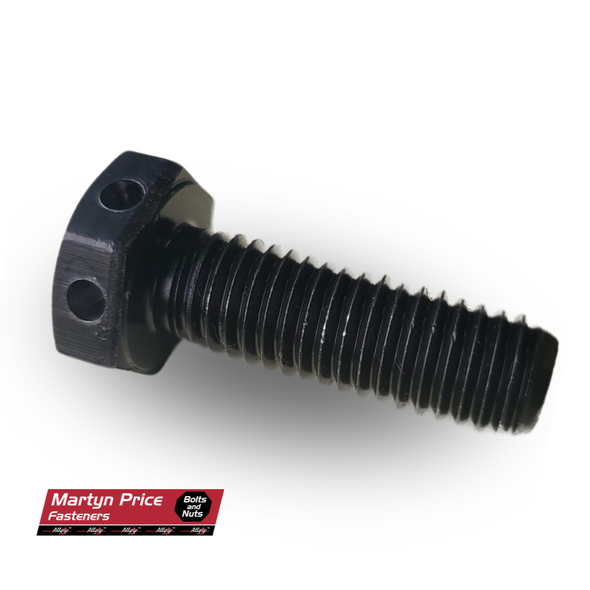 A black screw with two holes in it is from martyn price