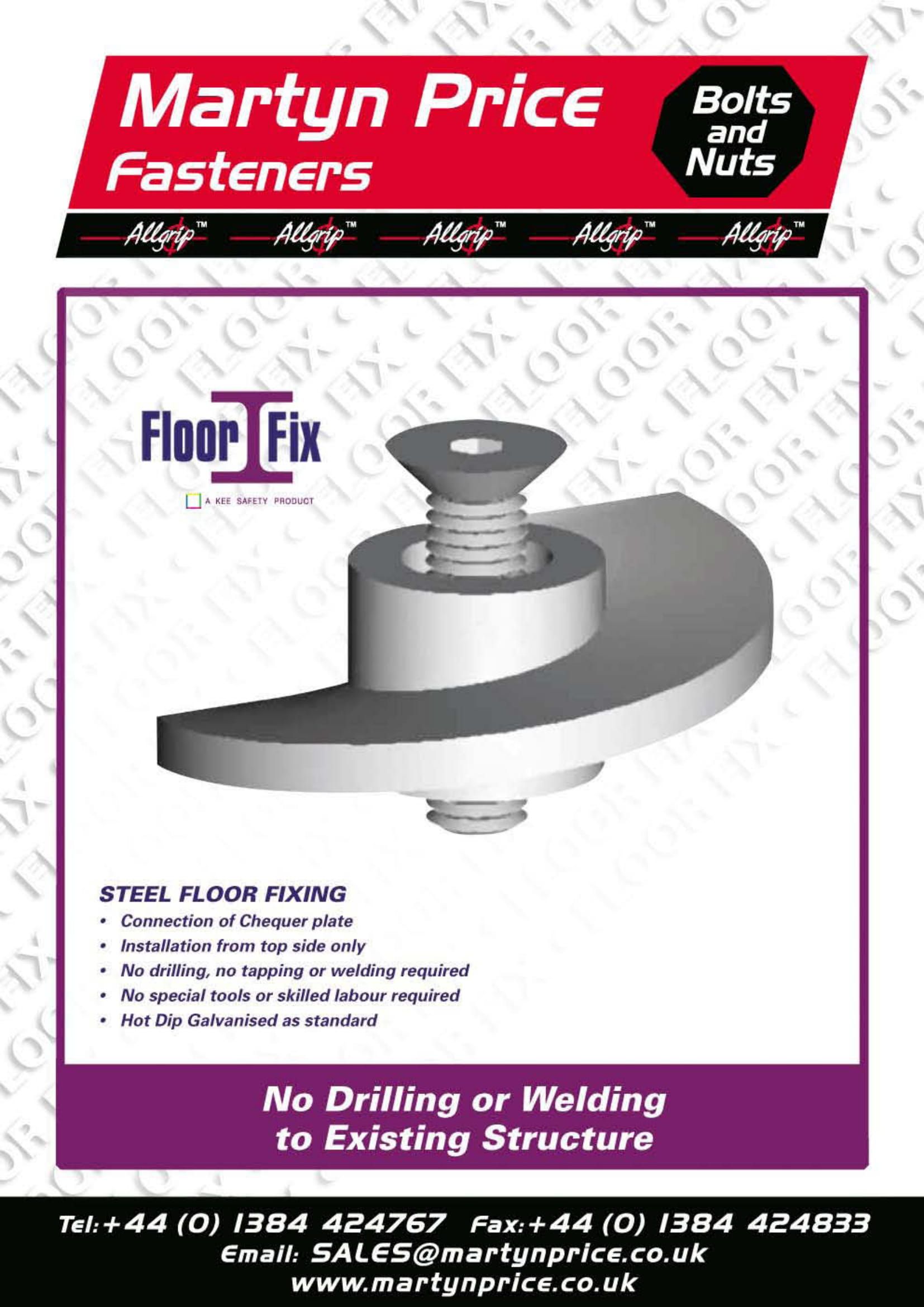 A poster for martyn price fasteners with a picture of a screw on it