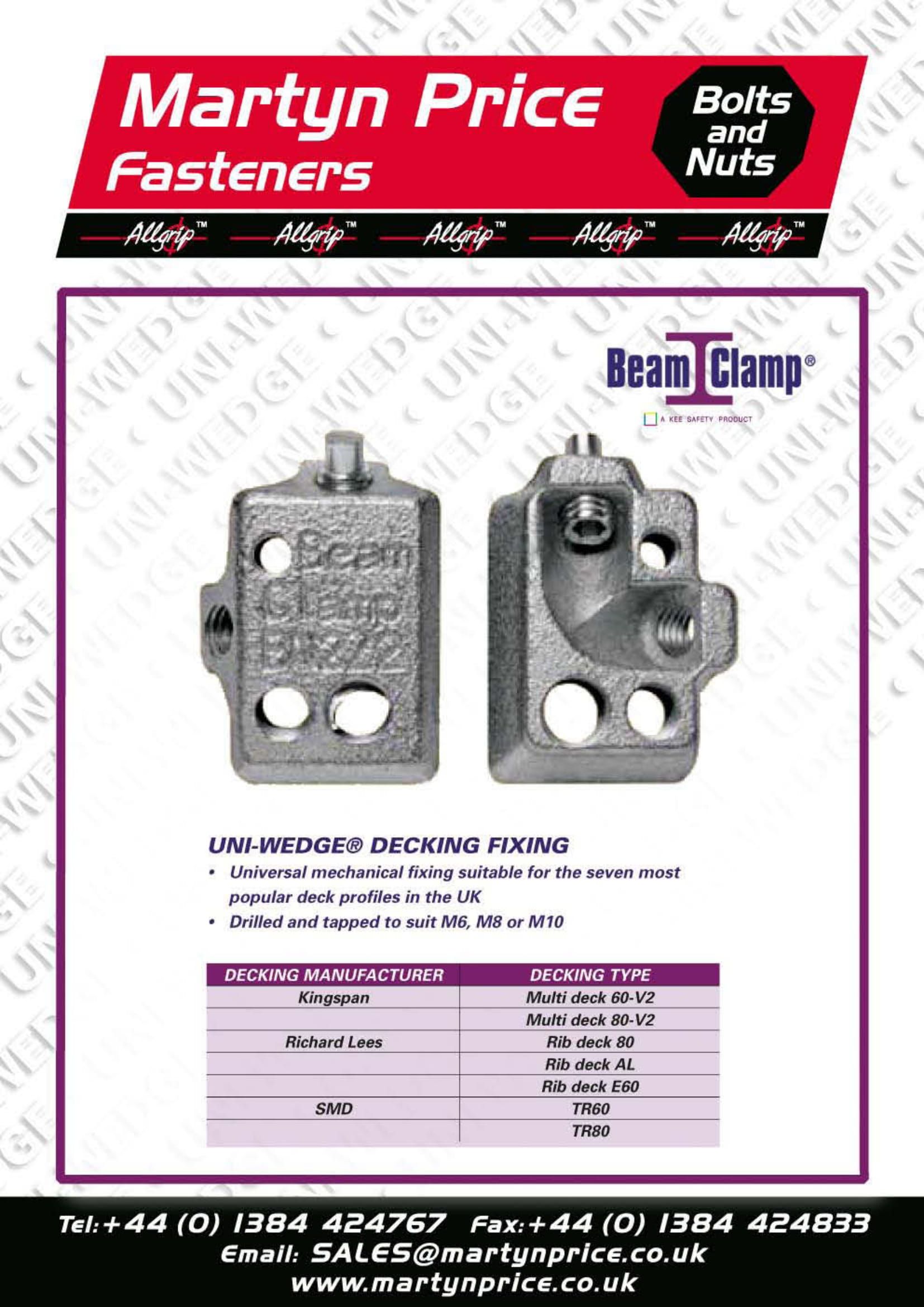 A flyer for martyn price fasteners bolts and nuts