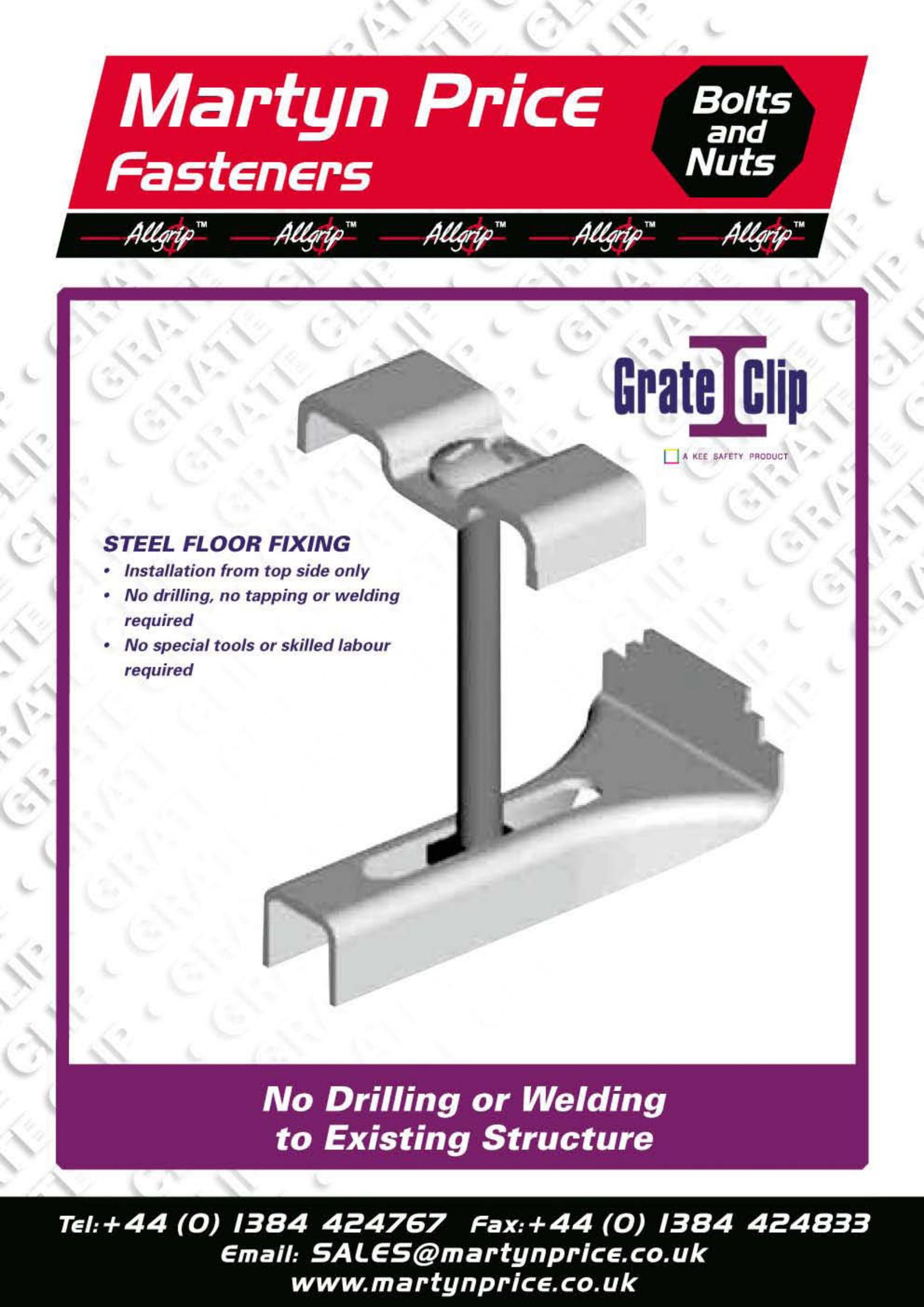 A poster for martyn price fasteners with a picture of a crate clip