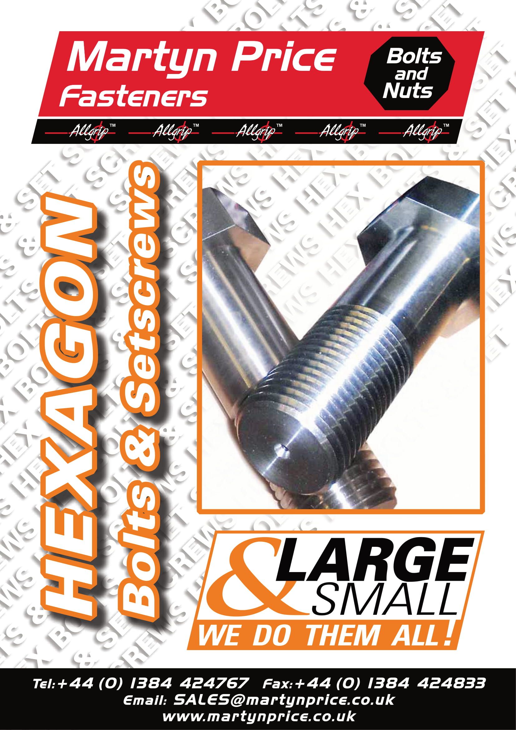 A poster for hexagon bolts and setscrews by martyn price