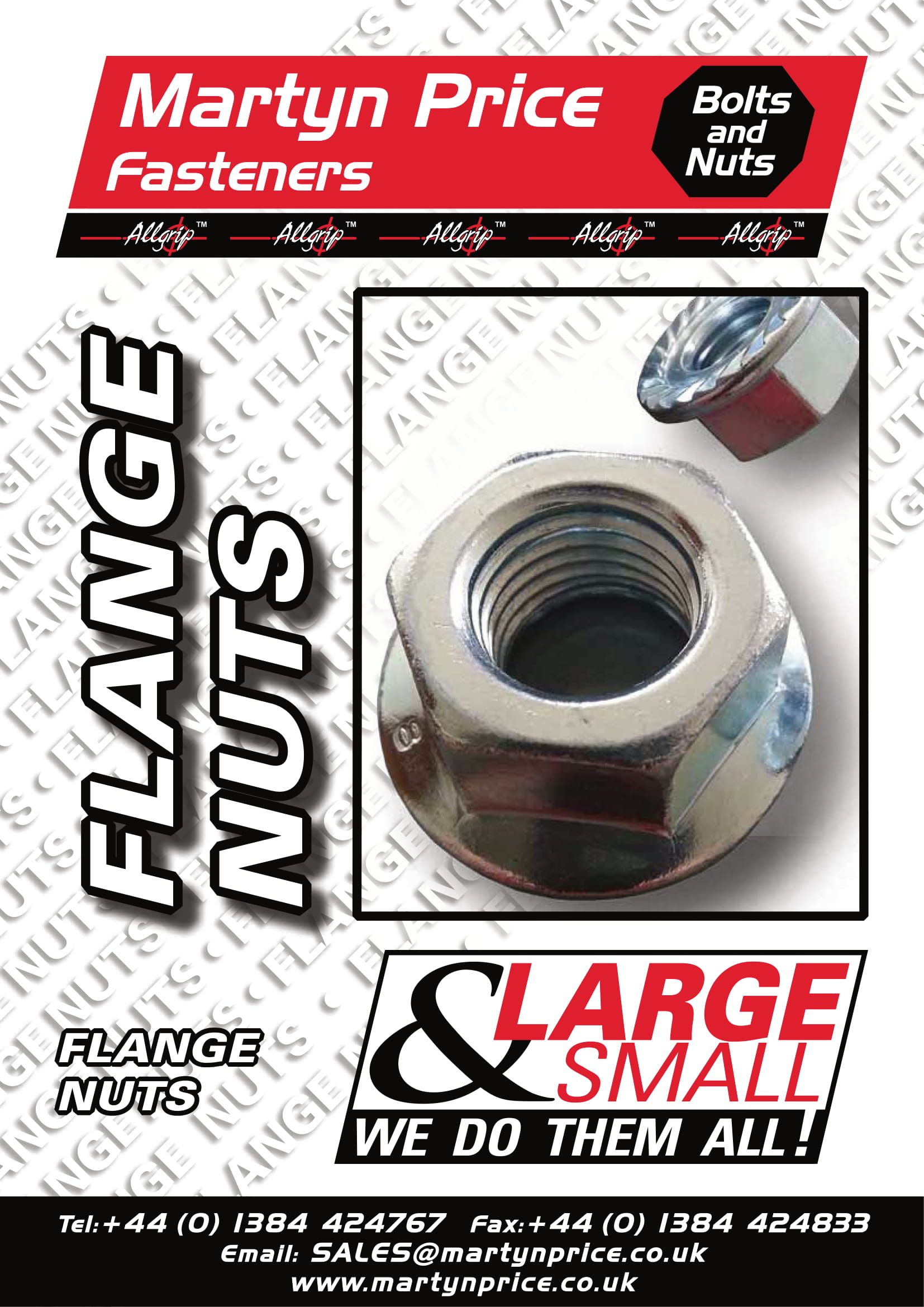 A package of flange nuts from martyn price fasteners