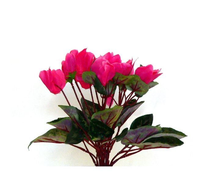 Mazzo di fiori artificiali composto da ciclamini fucsia