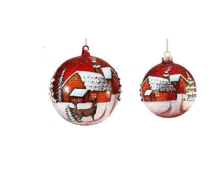 Sfera di Natale con pendaglio decorata a mano