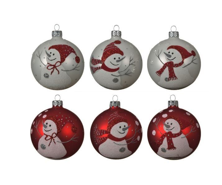 Sfere di vetro decorate con motivi natalizi