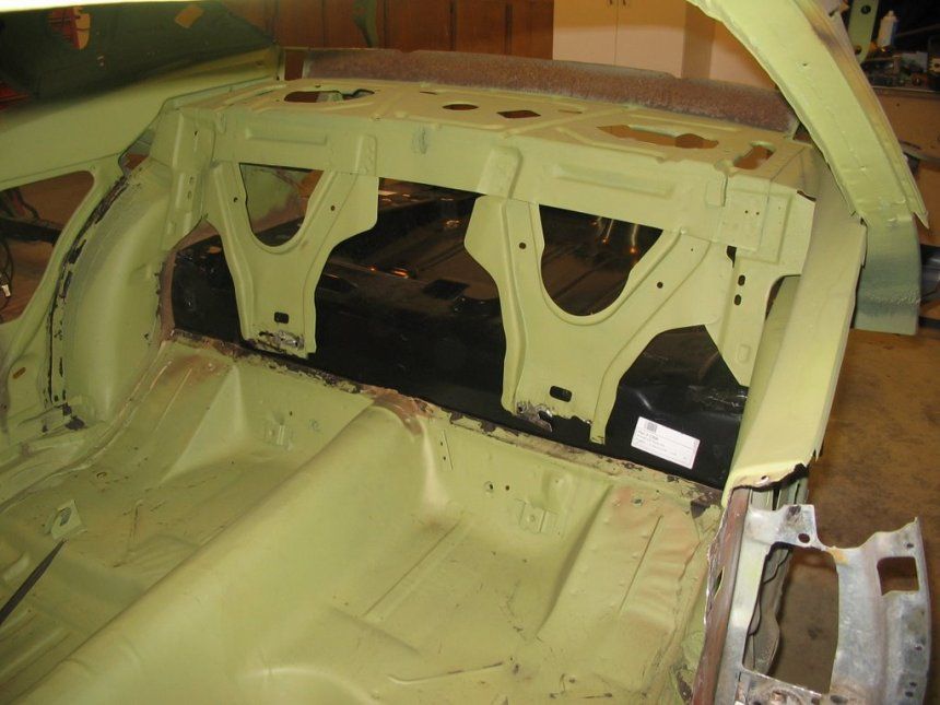 The inside of a car that is being built