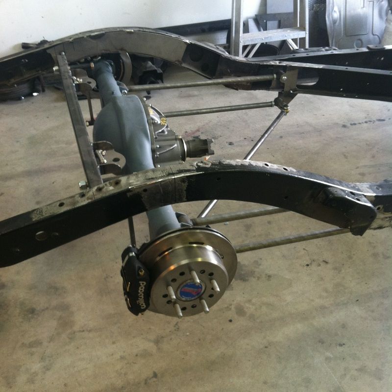 A rear axle with a disc brake on it