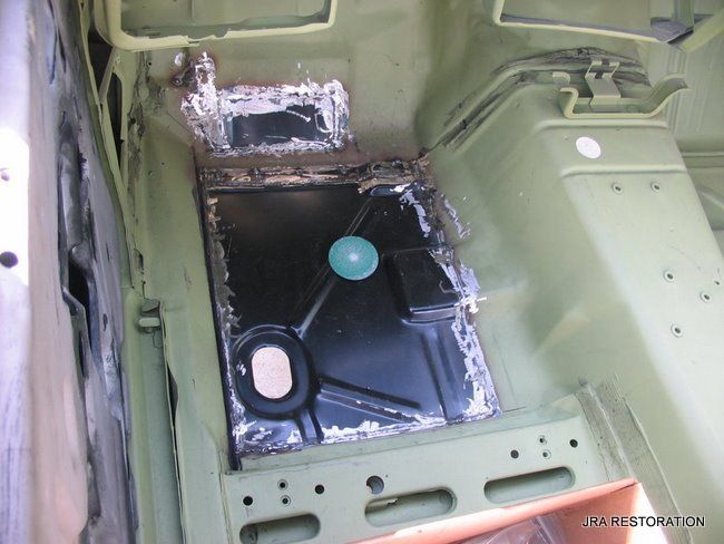 A picture of the inside of a car taken by jtk restoration