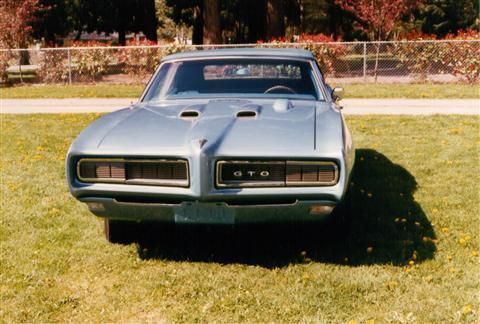 A gto car is parked in a grassy field