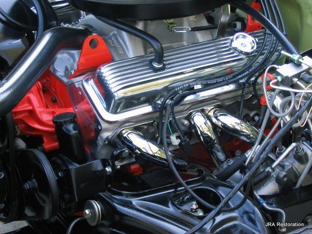 A close up of the engine of a car