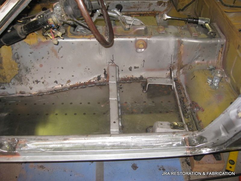The inside of a car that is being restored.