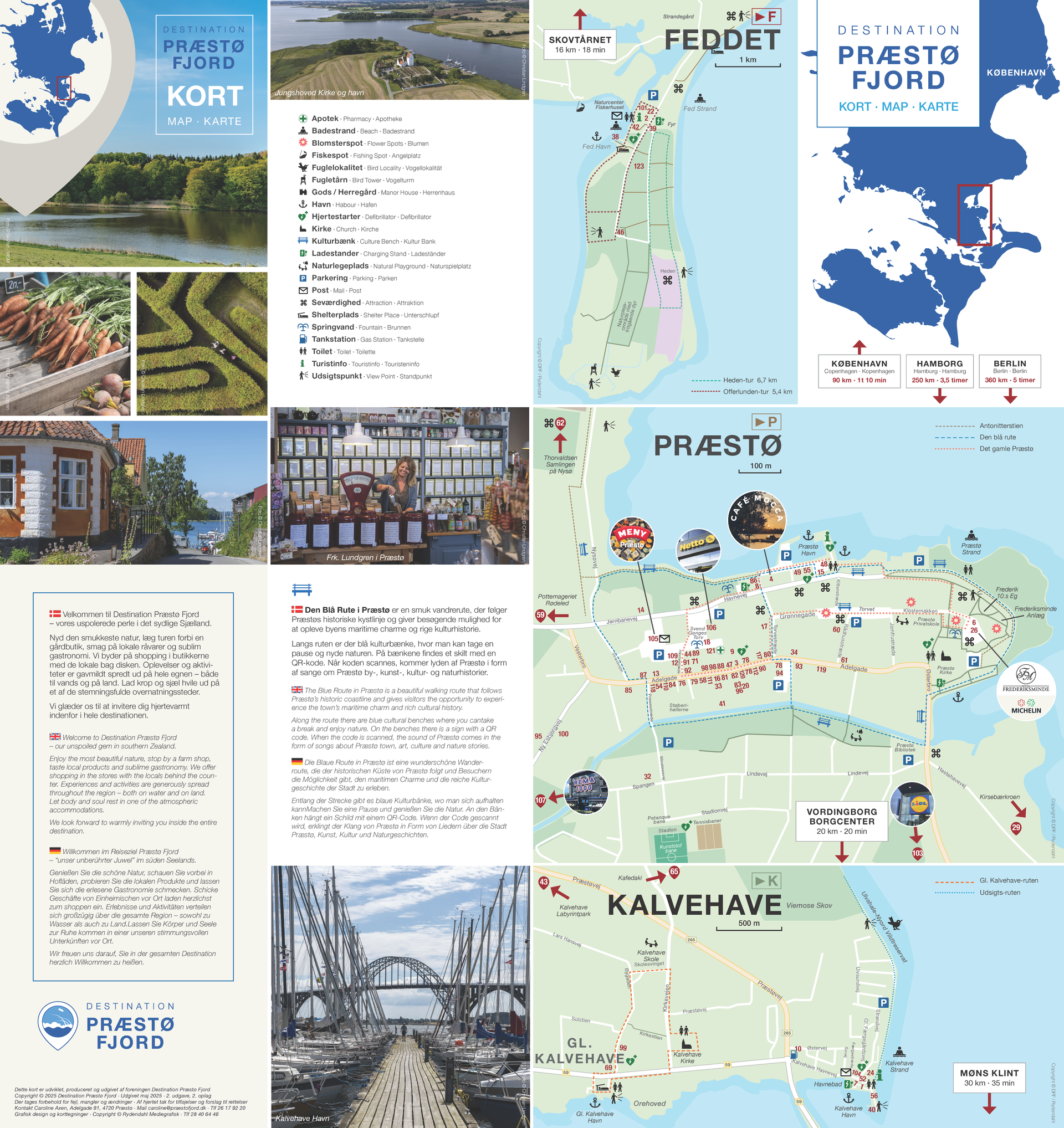 Kort over Præstø Fjord der viser hvor alle aktørerne er placeret. 