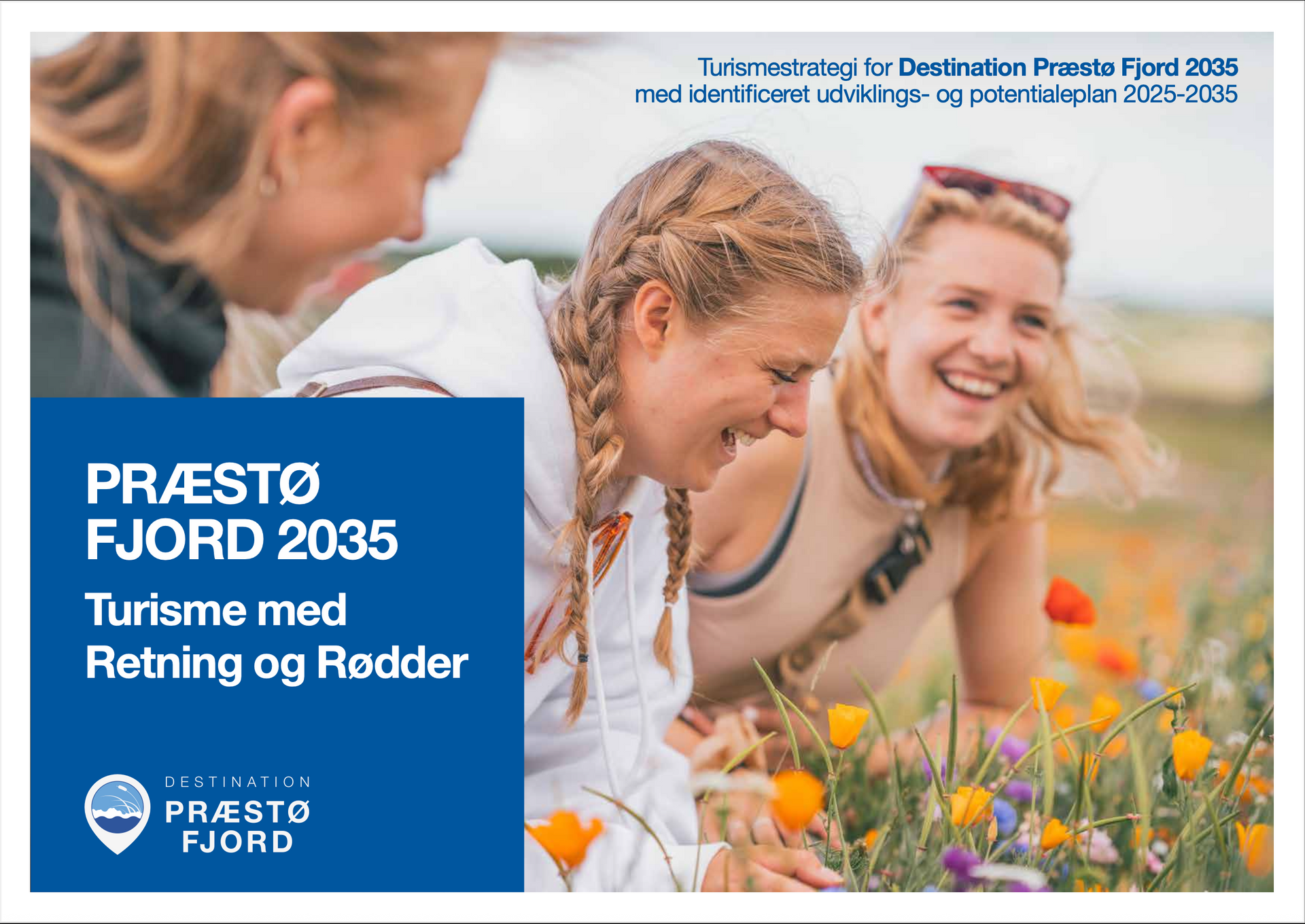 Three women in a field, laughing. Cover reads 