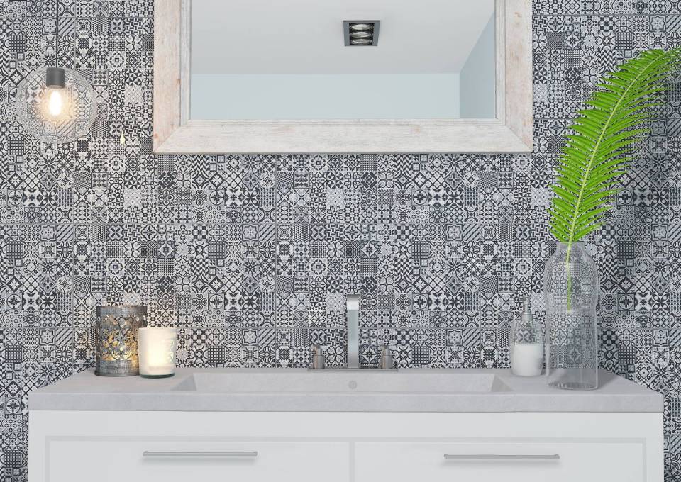 printed bathroom tiles