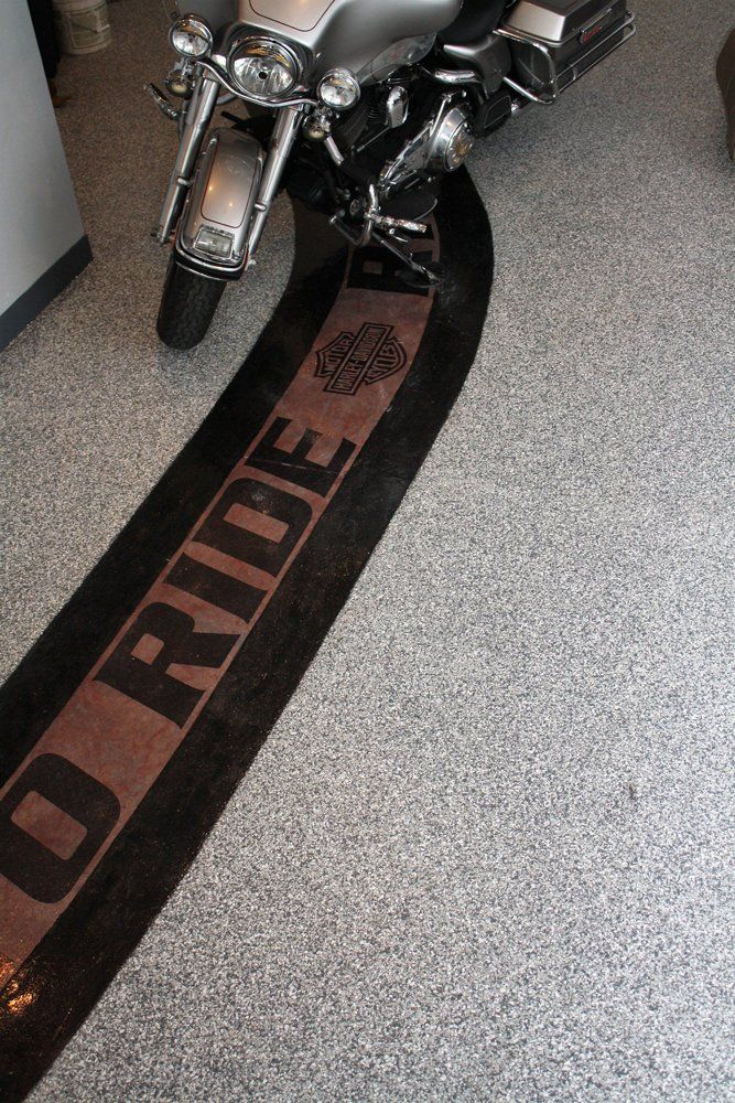 Floor With Decals — Greenville, WI — Renew Garage Floor Coatings