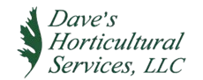 Dave's Horticultural Services LLC logo with a green leaf and text.