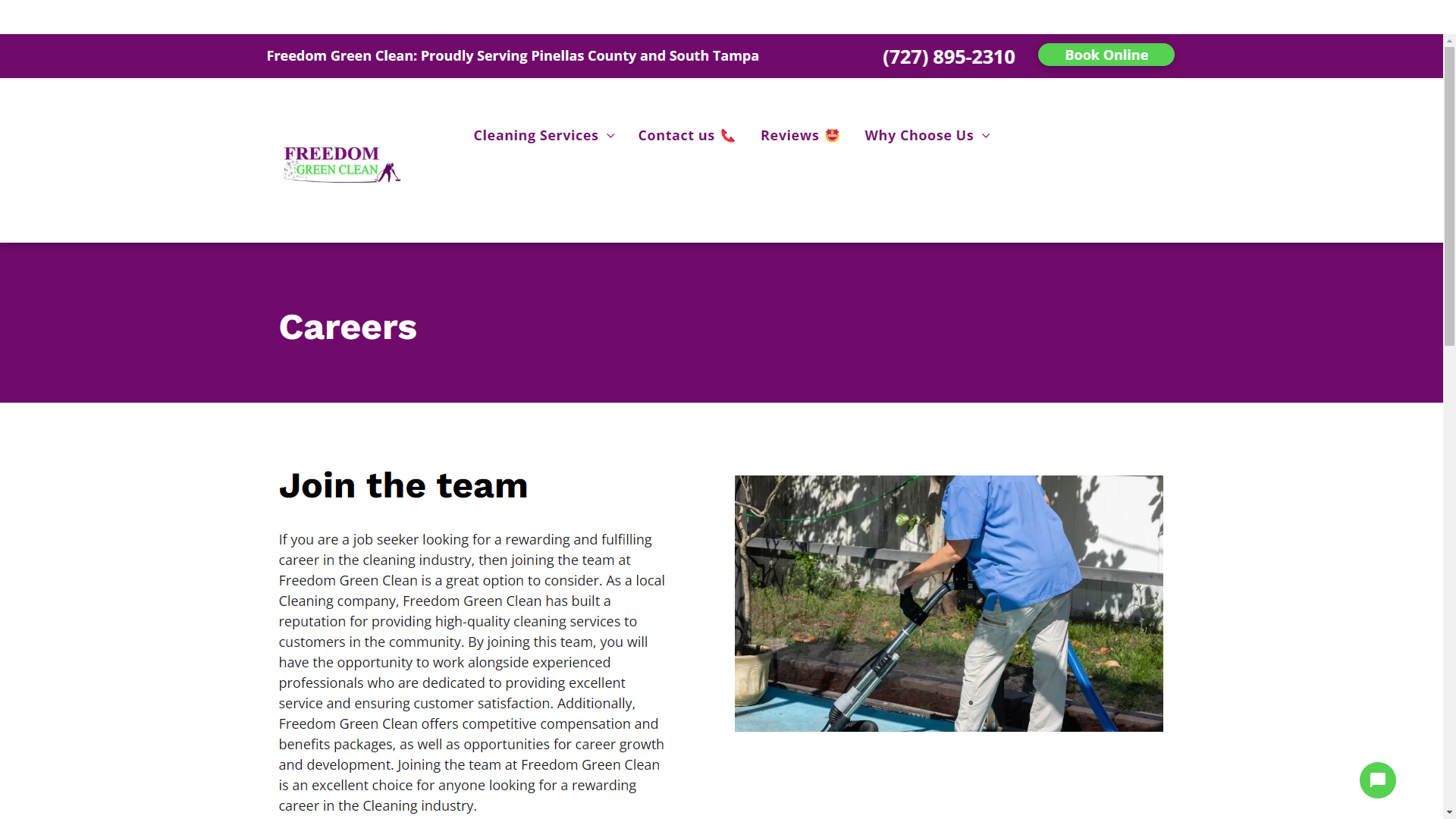 Join the Freedom Green Clean Team Careers in Cleaning