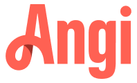 The word angi is written in red letters on a white background.