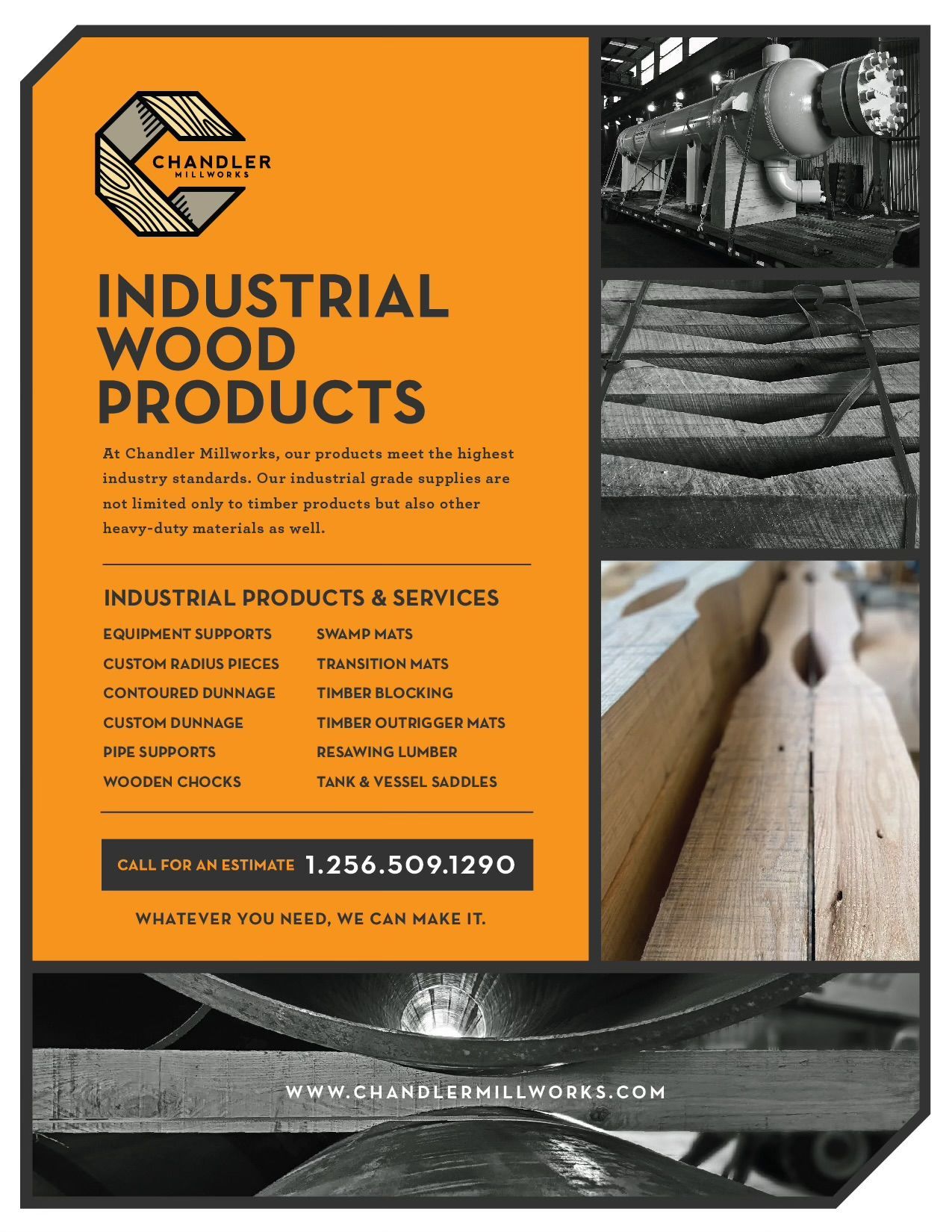 A brochure for industrial wood products and services.