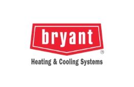 The Bryant Heating & Cooling Systems logo, featuring the brand name in white text inside a red trapezoid.