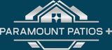Paramount Patios logo in white on a teal background with a stylized roof icon