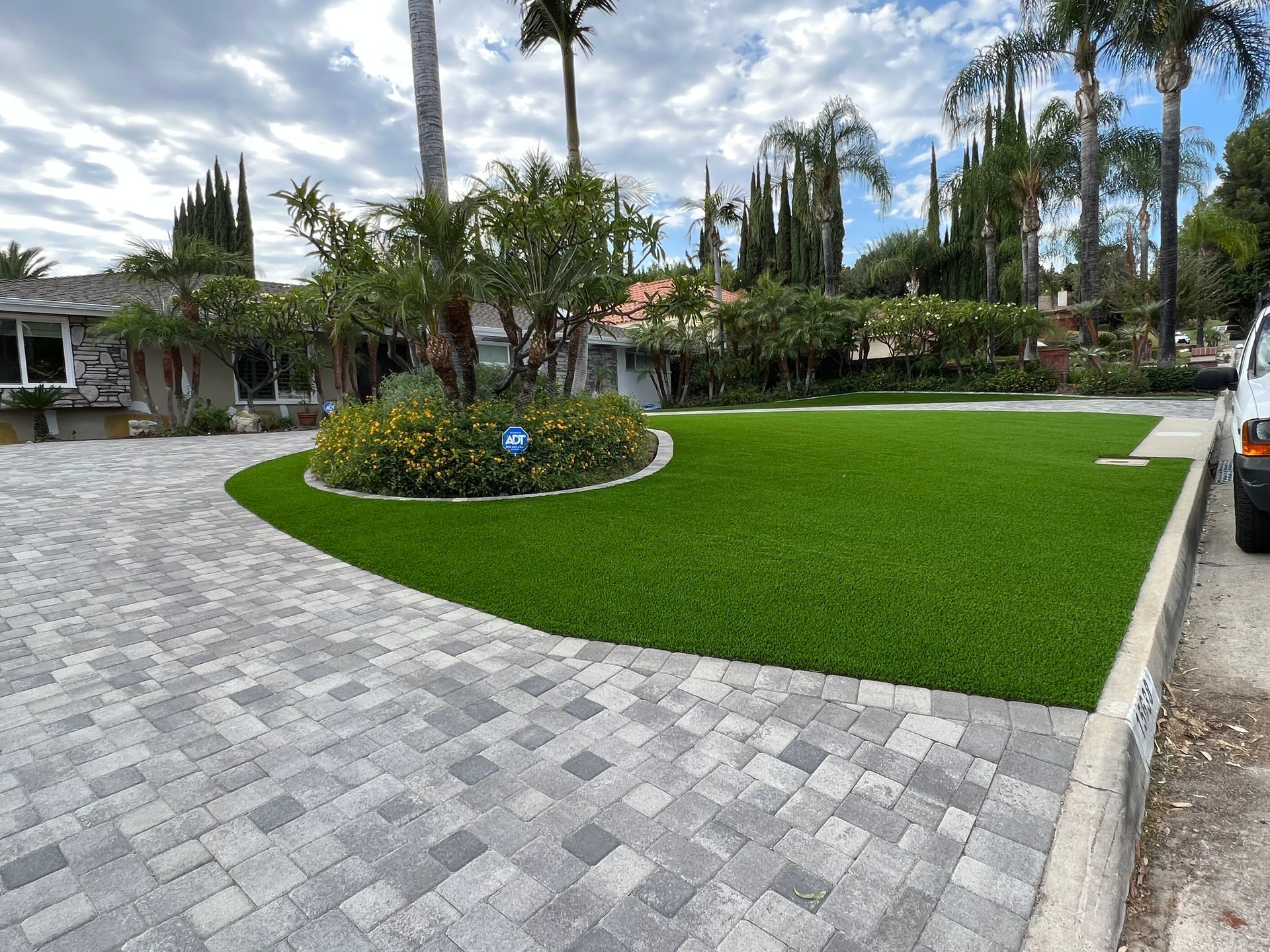 artificial grass and driveway