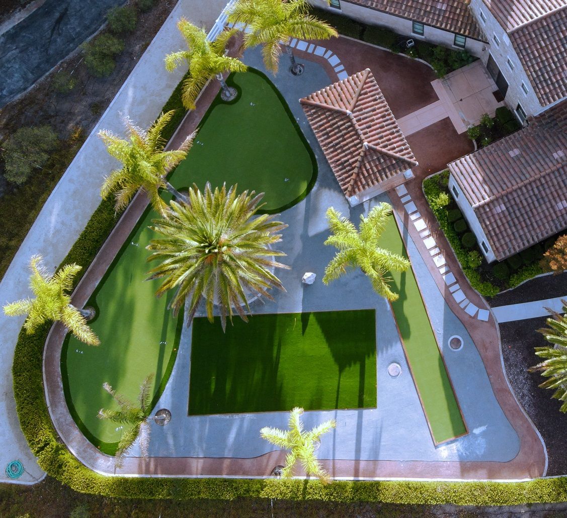 aerial view of fake grass