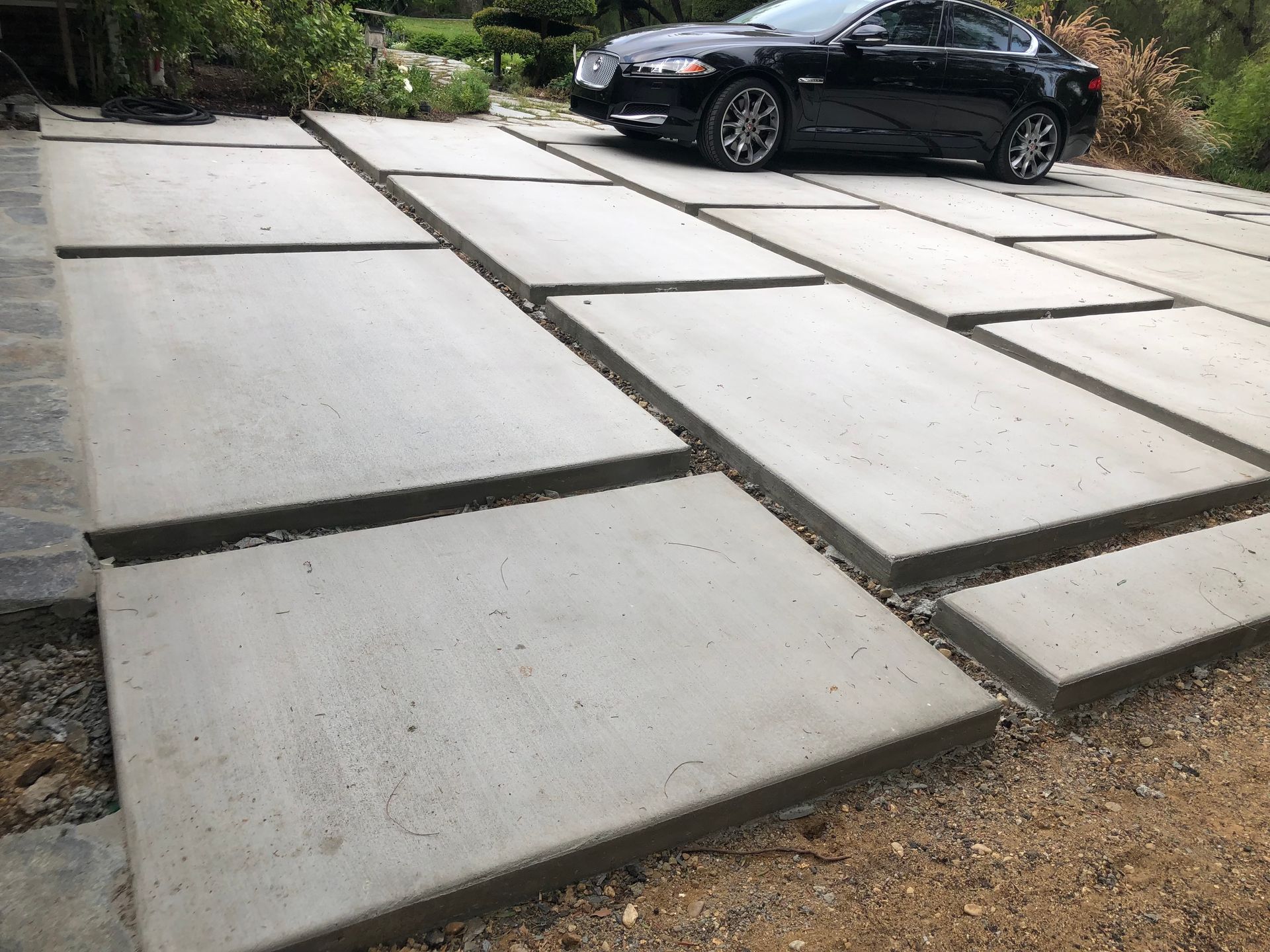 driveway with poured concrete pavers