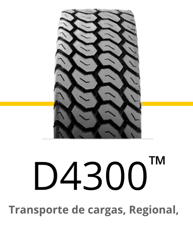 Padrão da banda de rodagem do pneu D4300 com o texto 