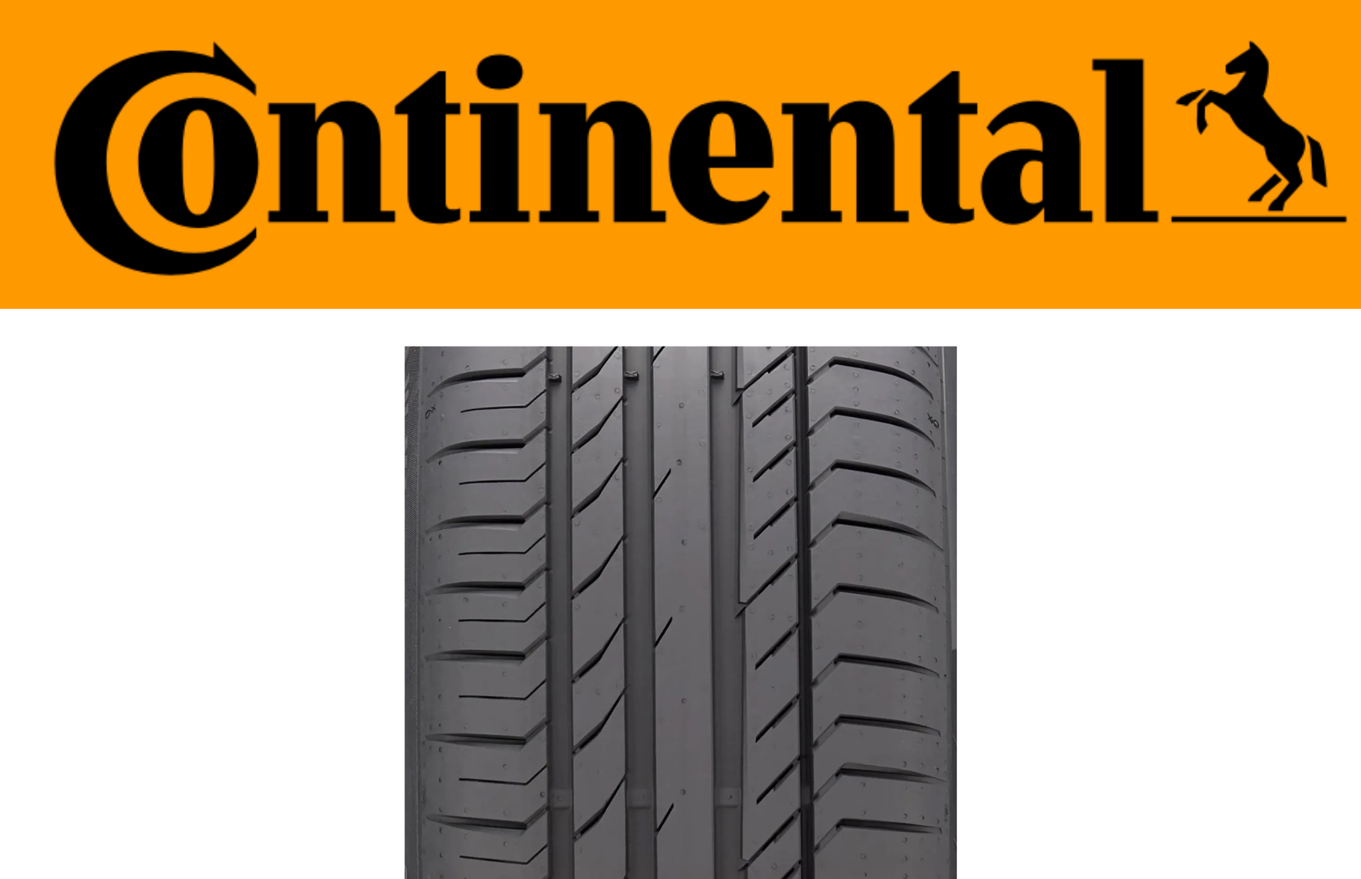 Pneu preto Continental para caminhão com padrão de piso em zigue-zague.