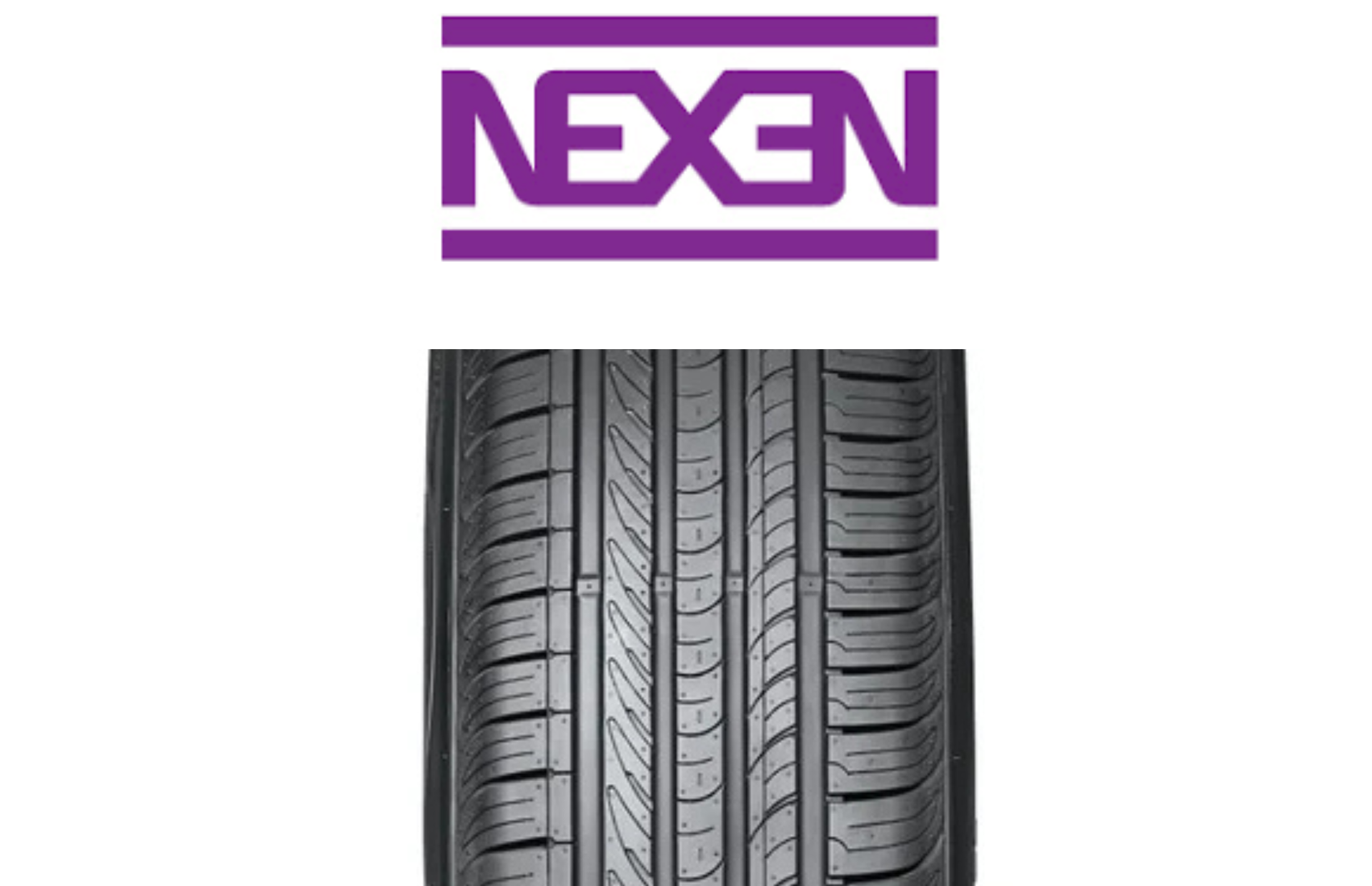 Banda de rodagem do pneu com blocos grandes e irregulares; logotipo 