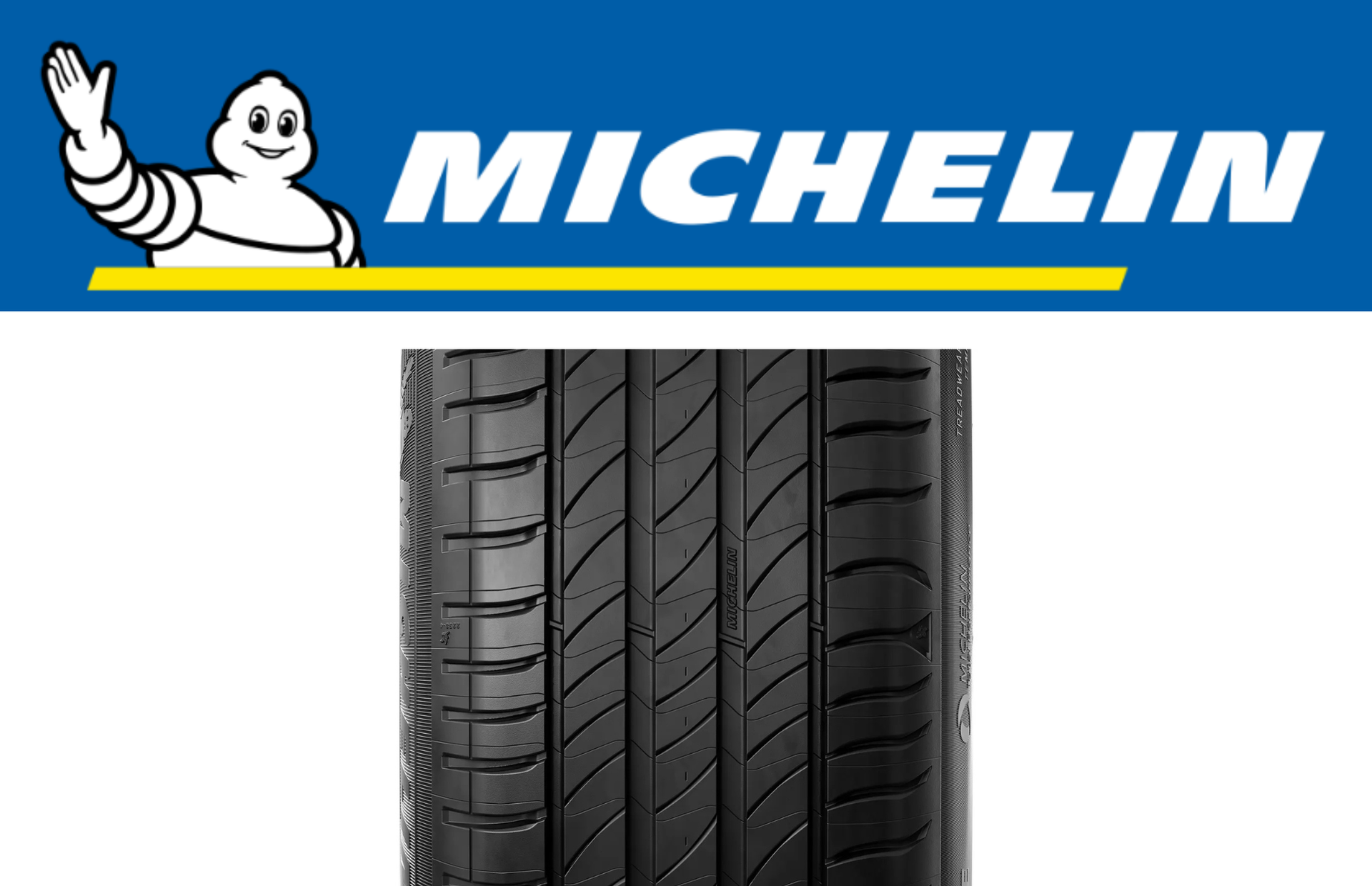 Banda de rodagem do pneu com blocos grandes e irregulares; logotipo 