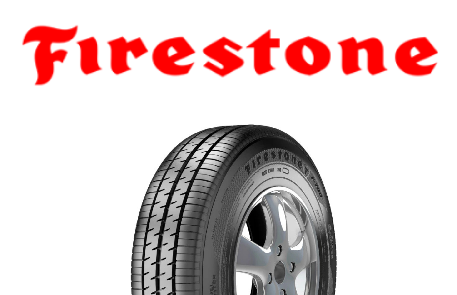 Pneu de caminhão preto em roda prateada com o logotipo 