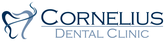 Logo of Cornelius Dental Clinic, featuring a stylized tooth and text in blue and gray.