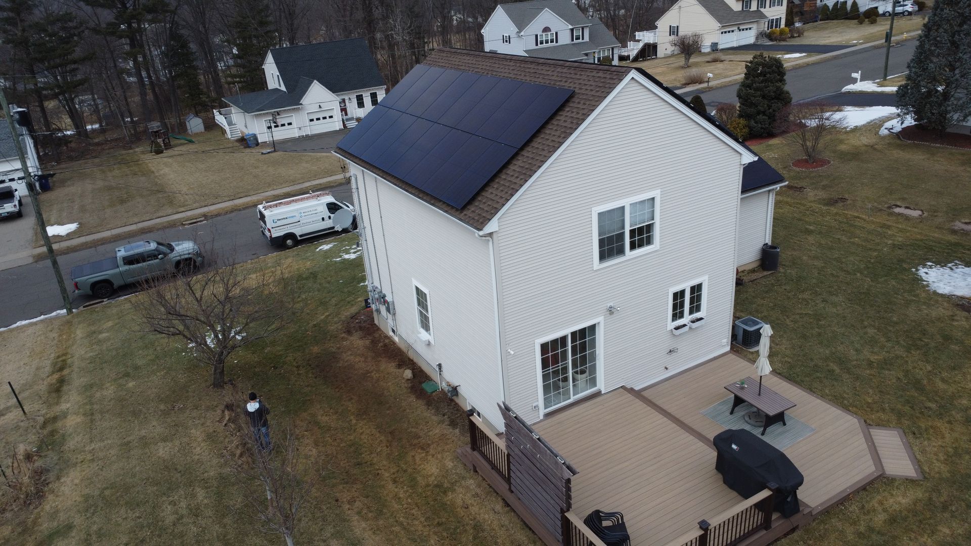SunPol Solar aerial view of residential installation in Connecticut