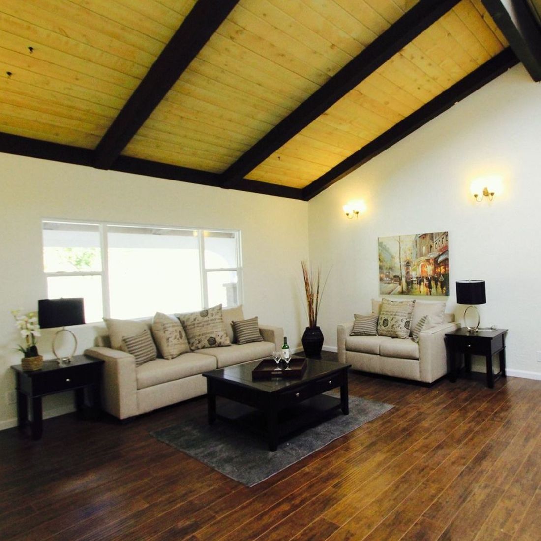 A living room with two couches and a coffee table