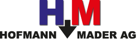 ein blau-rot-schwarzes Logo für hofmann mader ag. Logo Hofmann mader Ag