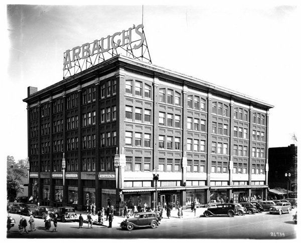 A historic image of the Arbaugh building in the early 20th-Century