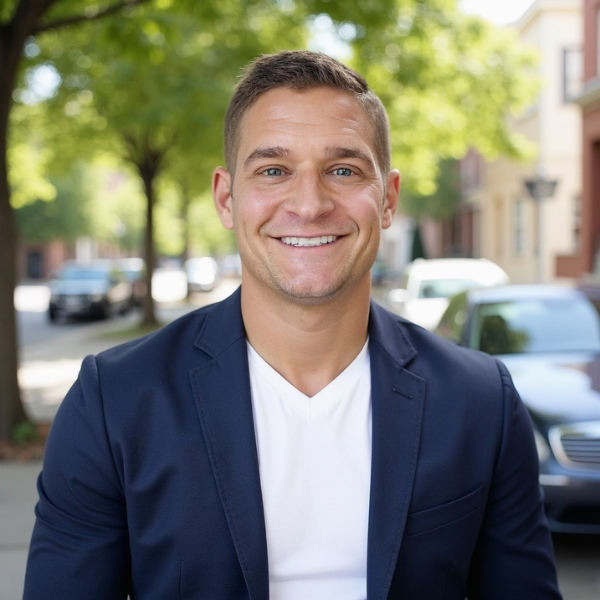 A man in a suit and tie is walking down the street