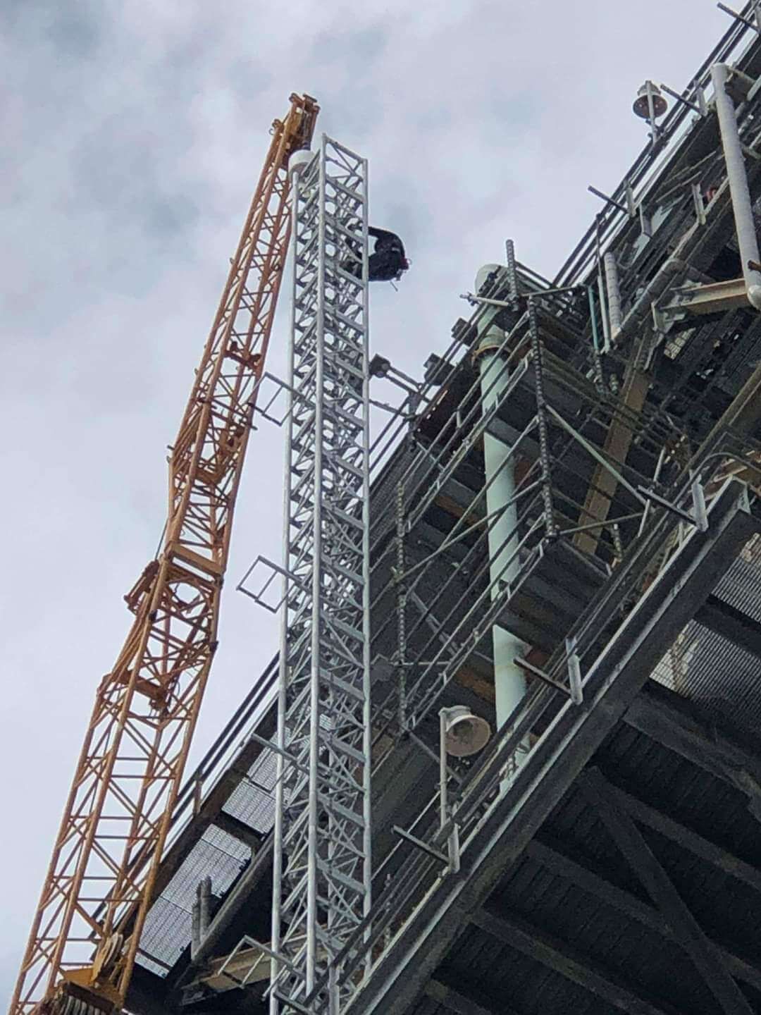 Construction on rack and pinion elevator located in Houston Tx.