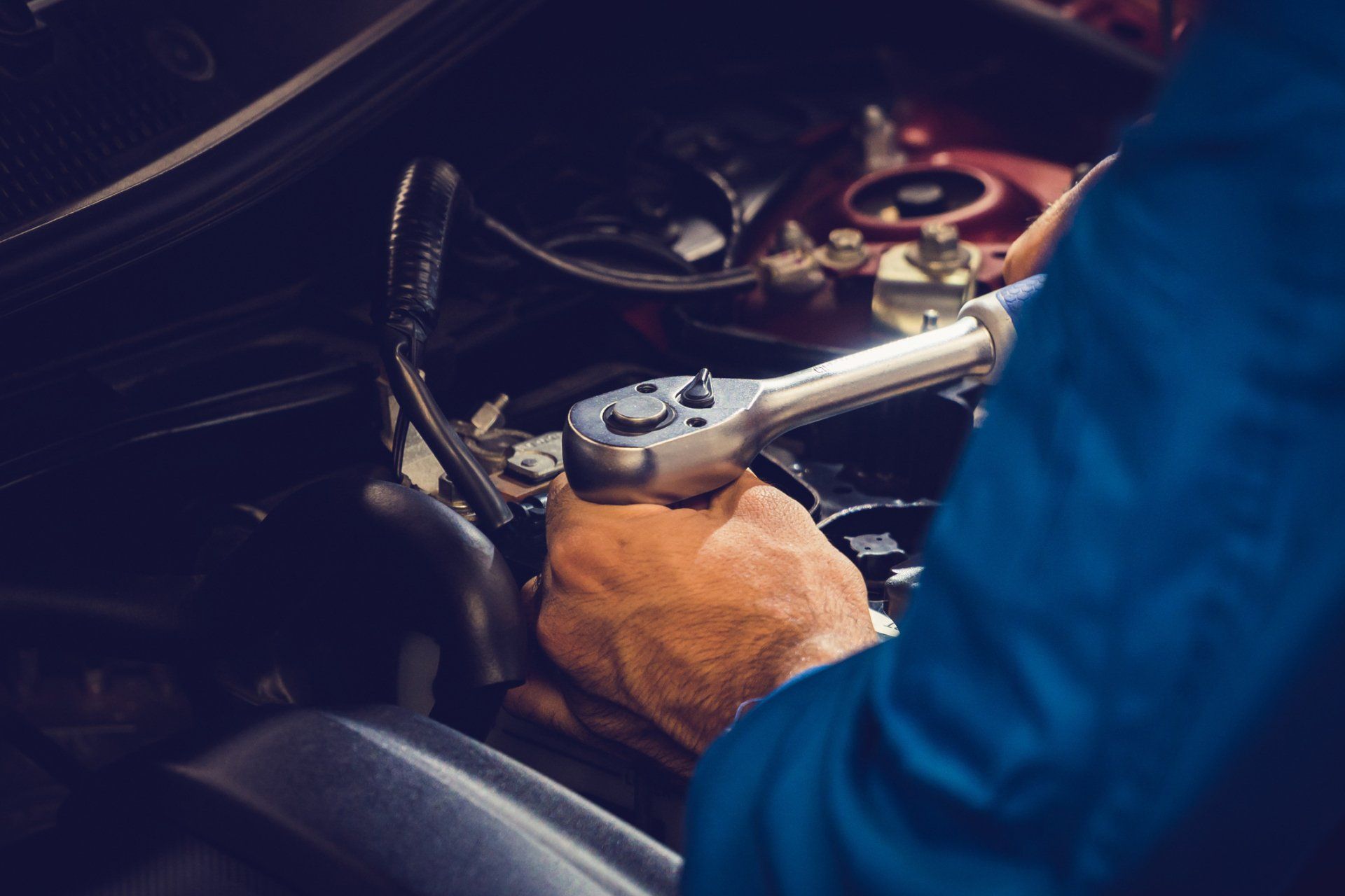 Man Repairing The Car — Honeoye Falls, New York — Townline Garage