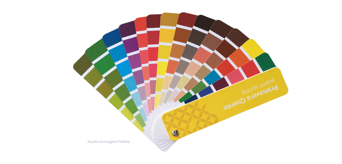 A fan with many different colors on it